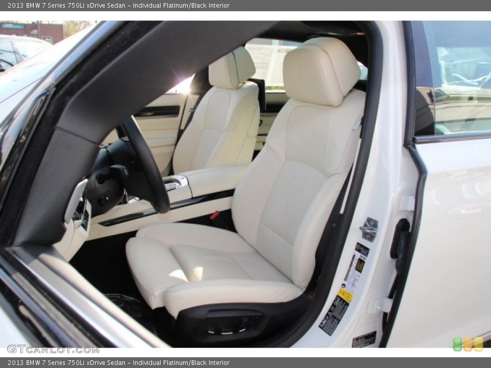 Individual Platinum/Black Interior Front Seat for the 2013 BMW 7 Series 750Li xDrive Sedan #92600180