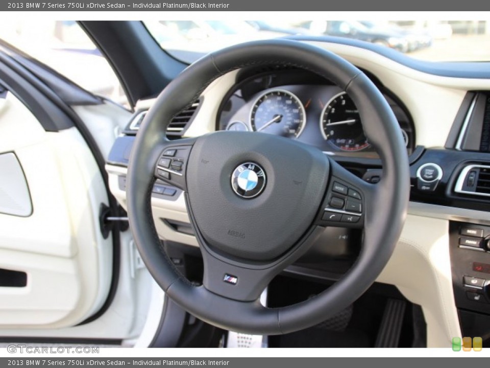 Individual Platinum/Black Interior Steering Wheel for the 2013 BMW 7 Series 750Li xDrive Sedan #92600276