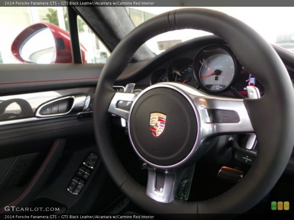 GTS Black Leather/Alcantara w/Carmine Red Interior Steering Wheel for the 2014 Porsche Panamera GTS #92611814