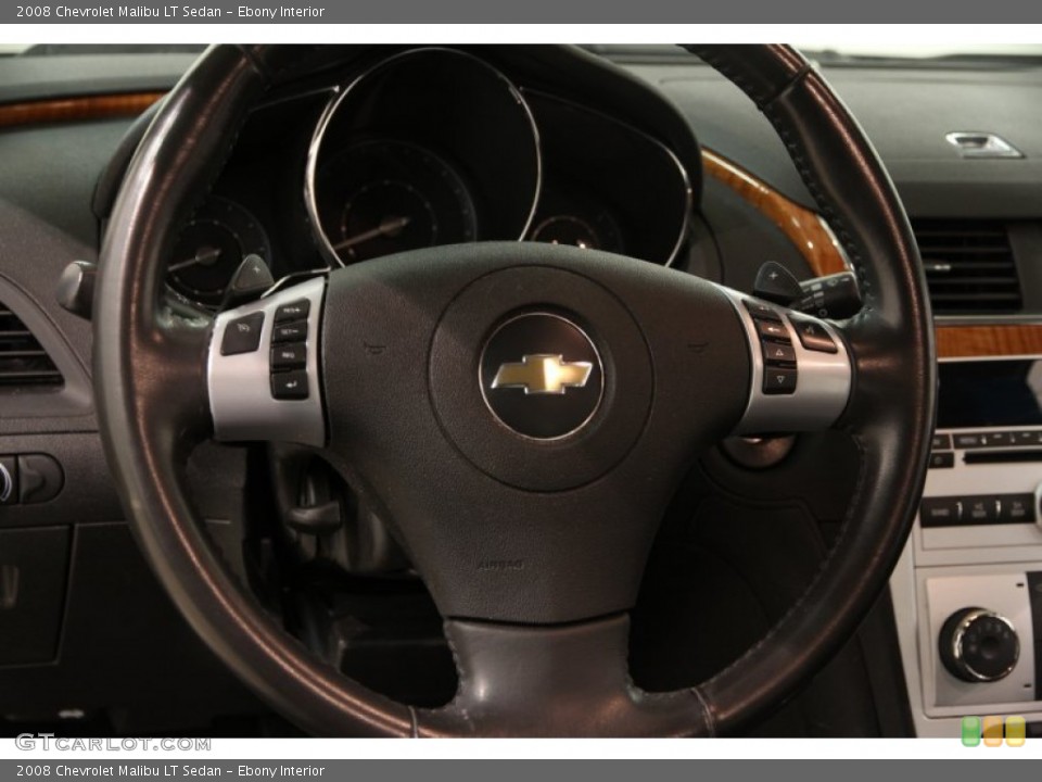 Ebony Interior Steering Wheel for the 2008 Chevrolet Malibu LT Sedan #92622583