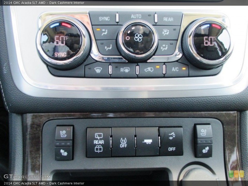 Dark Cashmere Interior Controls for the 2014 GMC Acadia SLT AWD #92754124
