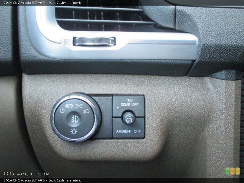 Dark Cashmere Interior Controls for the 2014 GMC Acadia SLT AWD #92754301