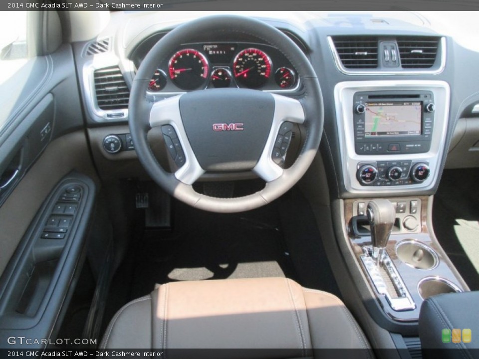 Dark Cashmere Interior Dashboard for the 2014 GMC Acadia SLT AWD #92754400