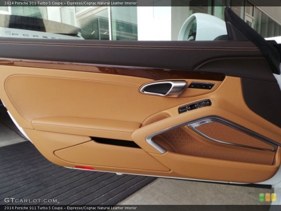 Espresso/Cognac Natural Leather Interior Door Panel for the 2014 Porsche 911 Turbo S Coupe #92803110