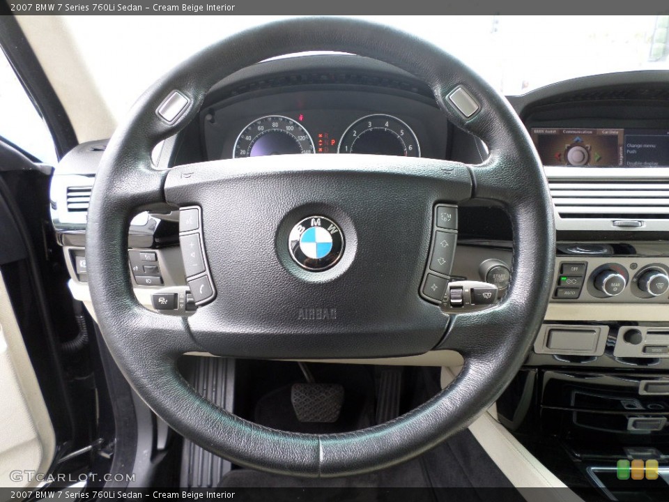 Cream Beige Interior Steering Wheel for the 2007 BMW 7 Series 760Li Sedan #92930521