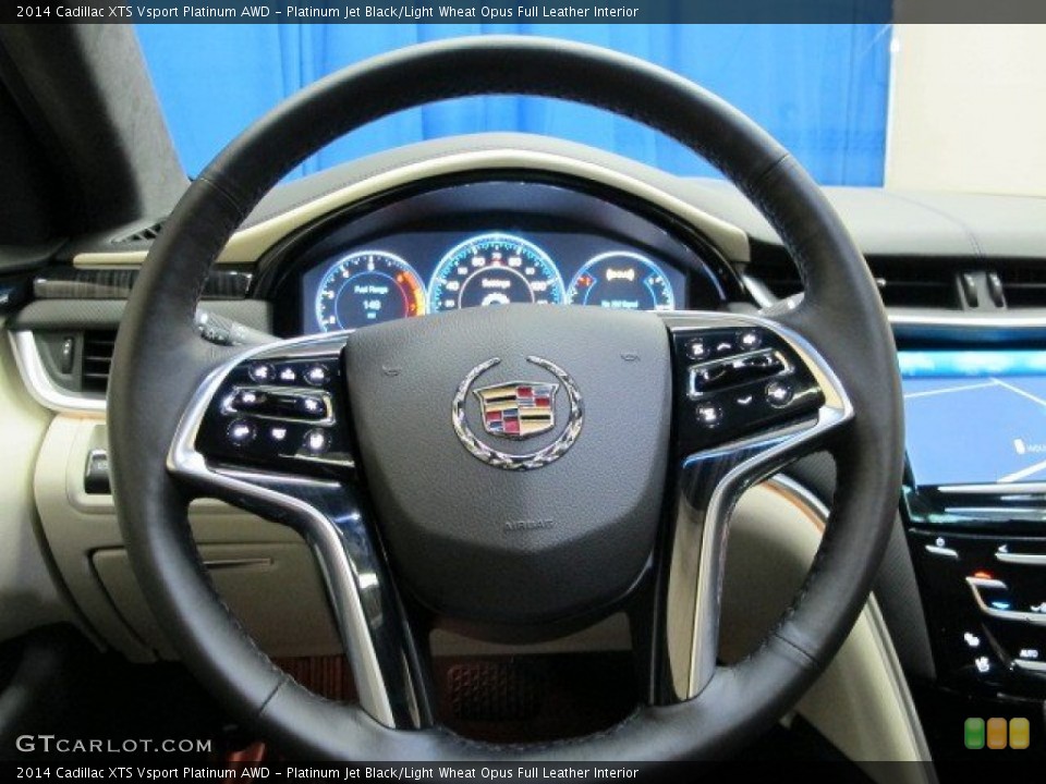 Platinum Jet Black/Light Wheat Opus Full Leather Interior Steering Wheel for the 2014 Cadillac XTS Vsport Platinum AWD #92942885