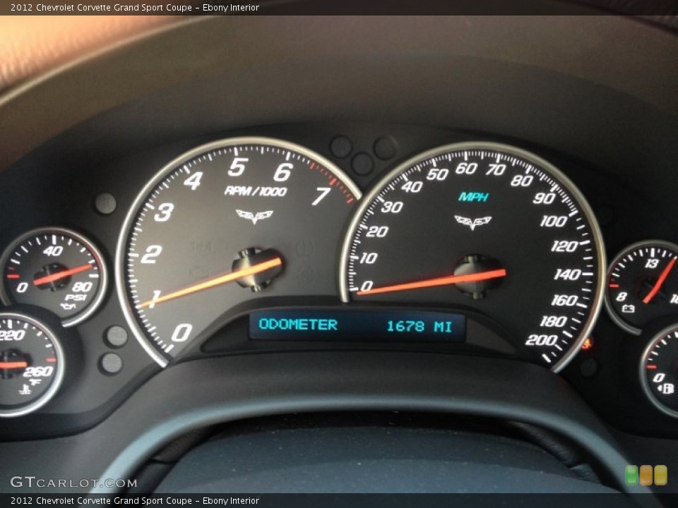 Ebony Interior Gauges for the 2012 Chevrolet Corvette Grand Sport Coupe #92973101