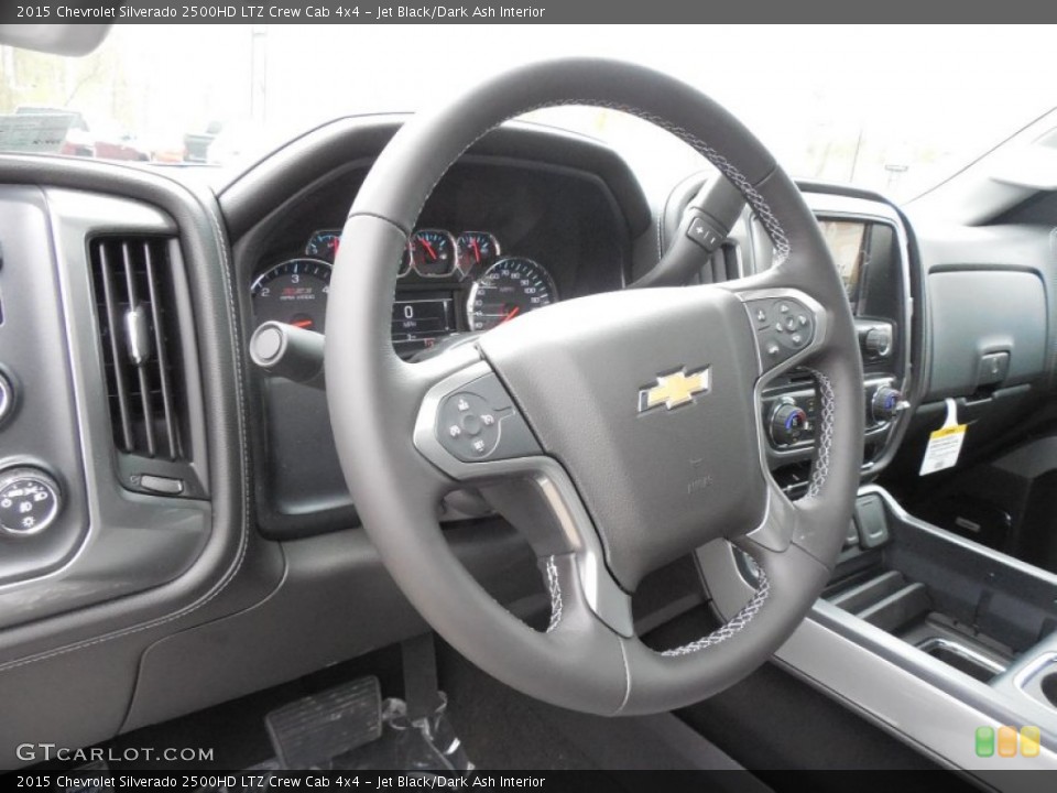 Jet Black/Dark Ash Interior Steering Wheel for the 2015 Chevrolet Silverado 2500HD LTZ Crew Cab 4x4 #92991588