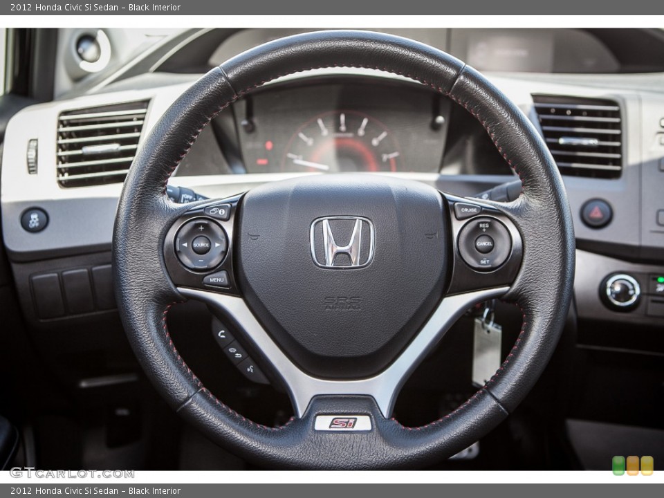Black Interior Steering Wheel for the 2012 Honda Civic Si Sedan #93146140
