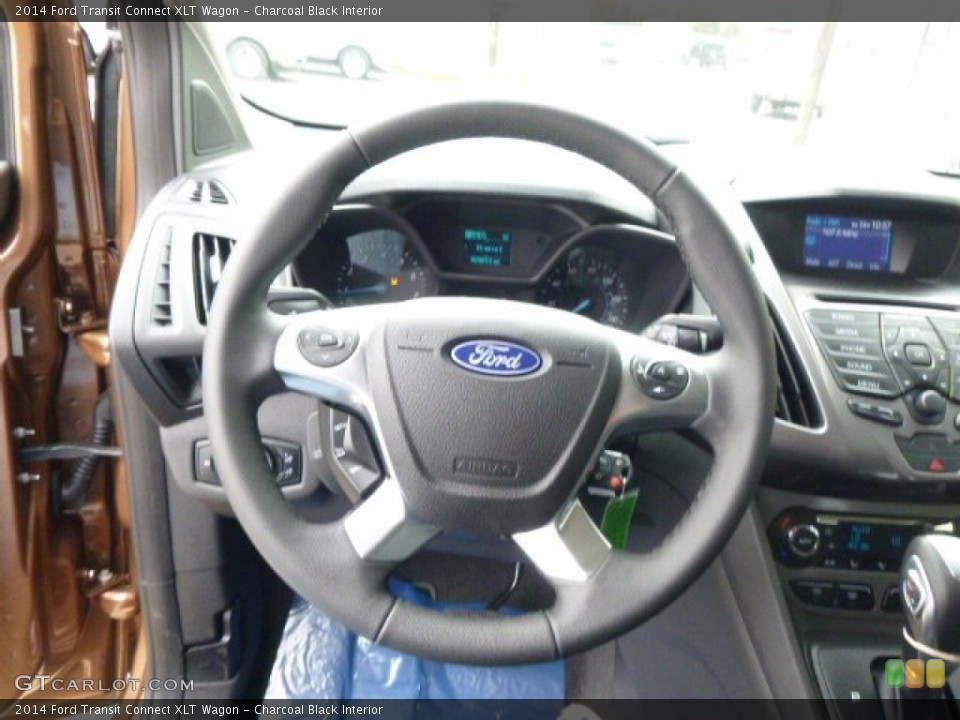 Charcoal Black Interior Steering Wheel for the 2014 Ford Transit Connect XLT Wagon #93180796