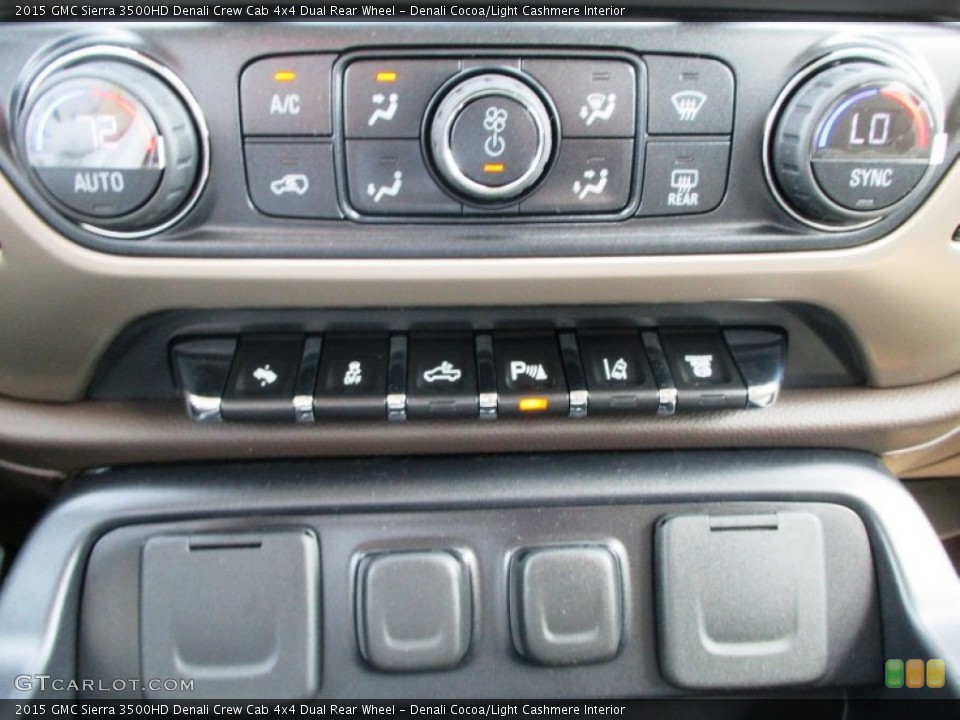 Denali Cocoa/Light Cashmere Interior Controls for the 2015 GMC Sierra 3500HD Denali Crew Cab 4x4 Dual Rear Wheel #93193504