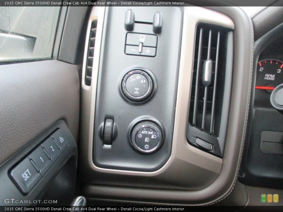 Denali Cocoa/Light Cashmere Interior Controls for the 2015 GMC Sierra 3500HD Denali Crew Cab 4x4 Dual Rear Wheel #93193672