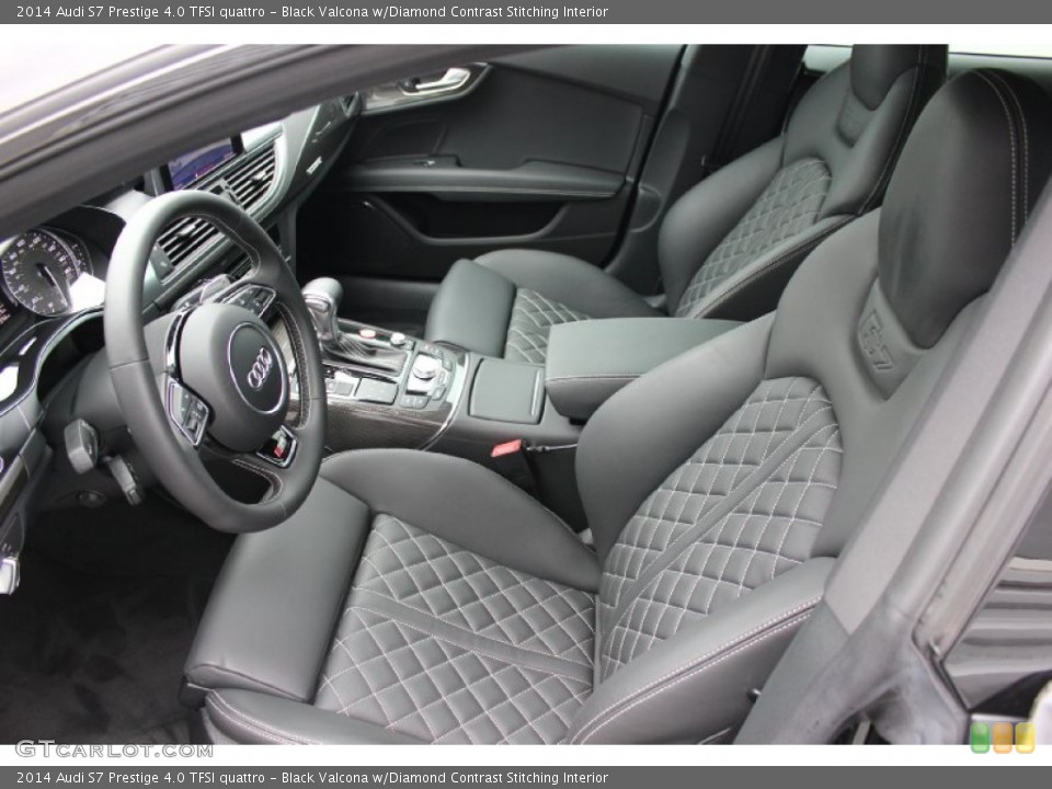 Black Valcona w/Diamond Contrast Stitching Interior Front Seat for the 2014 Audi S7 Prestige 4.0 TFSI quattro #93324124