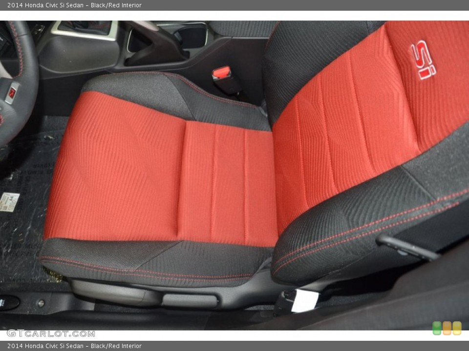 Black/Red Interior Front Seat for the 2014 Honda Civic Si Sedan #93408426