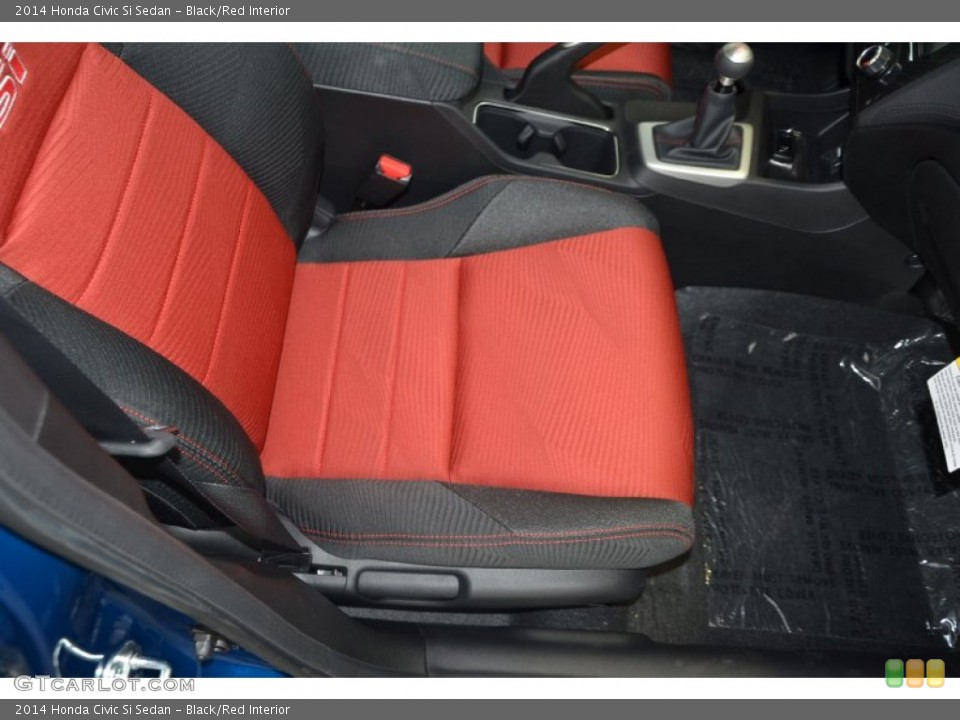 Black/Red Interior Front Seat for the 2014 Honda Civic Si Sedan #93408511