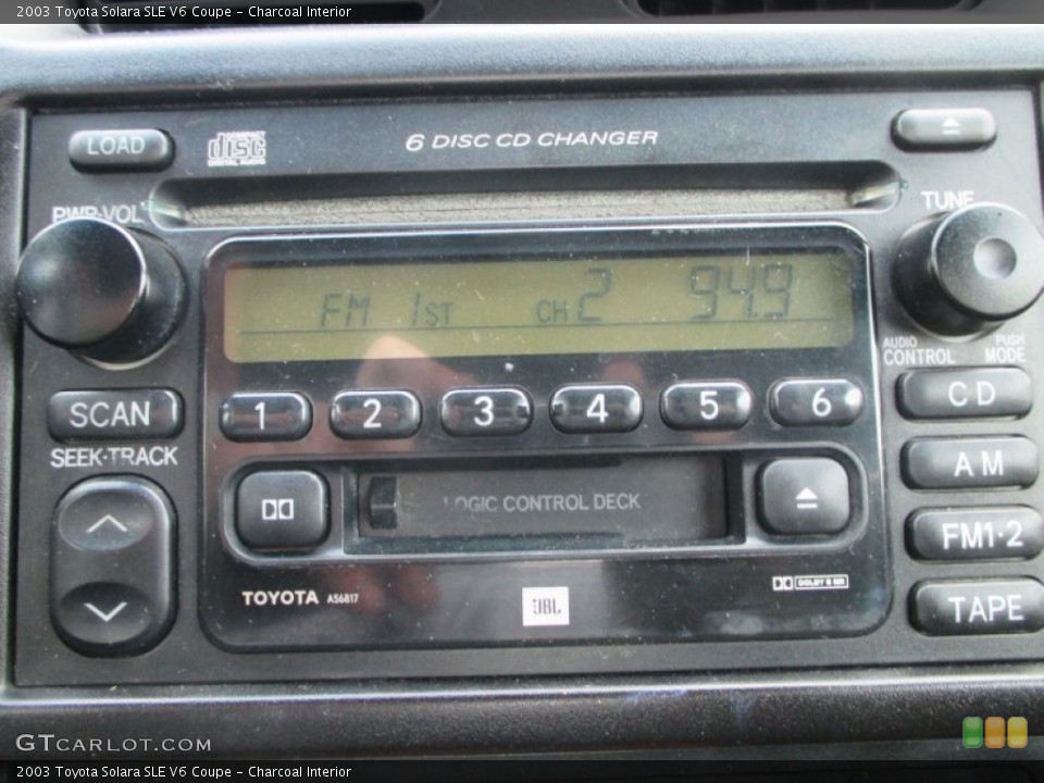 Charcoal Interior Audio System for the 2003 Toyota Solara SLE V6 Coupe #93426659