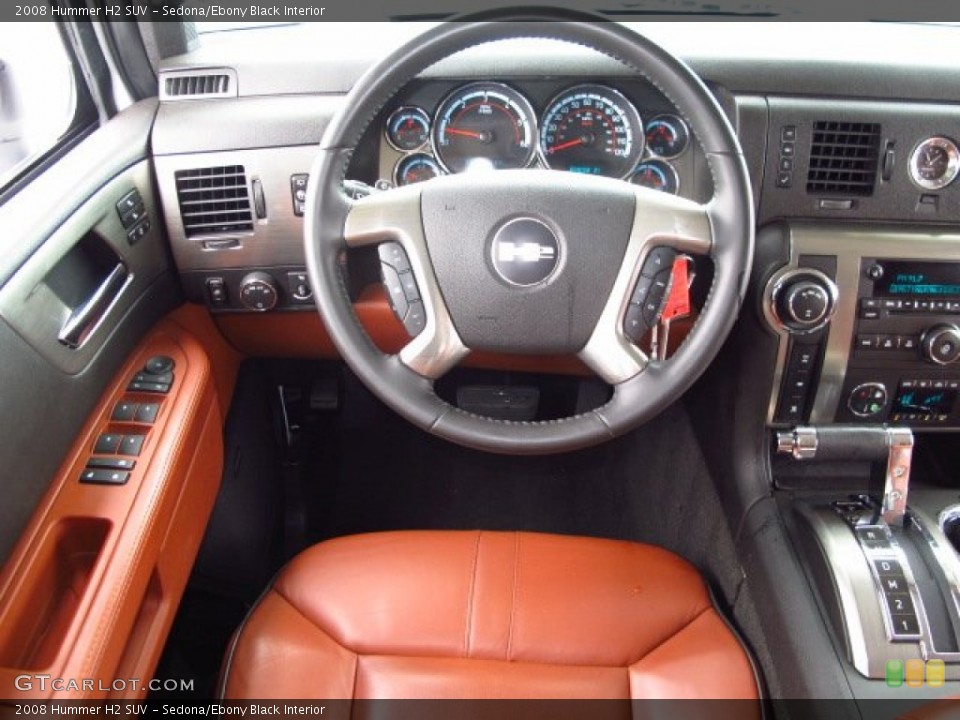 Sedona/Ebony Black Interior Steering Wheel for the 2008 Hummer H2 SUV #93497804