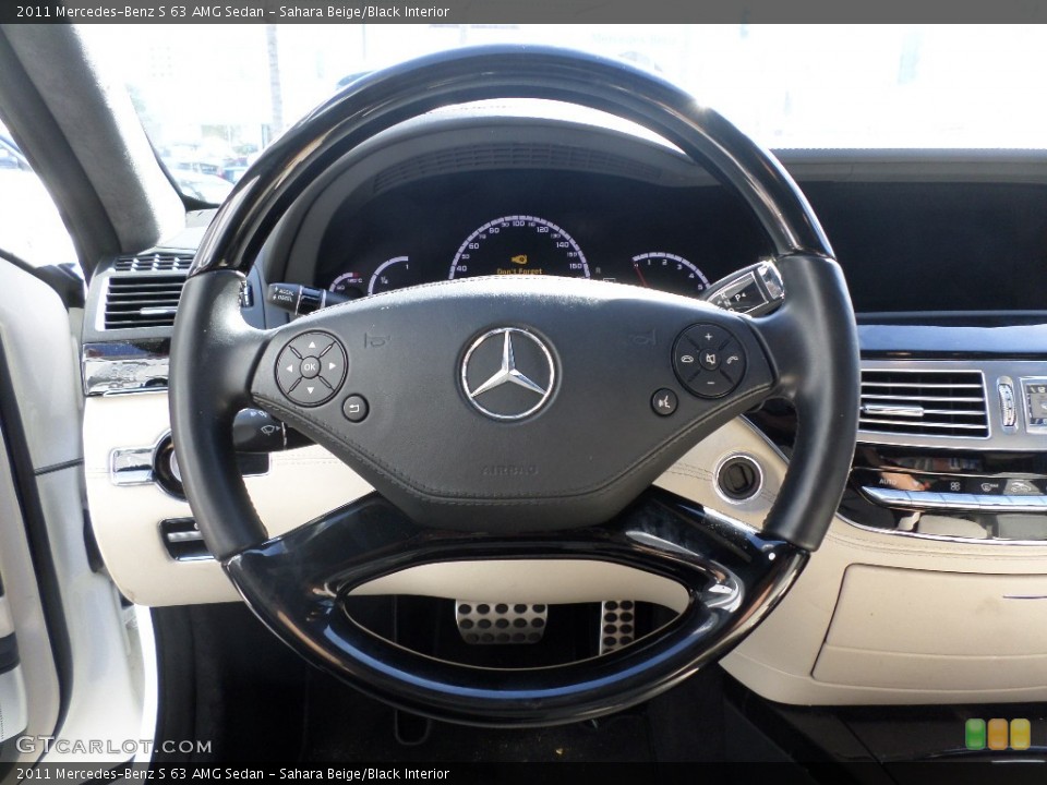 Sahara Beige/Black Interior Steering Wheel for the 2011 Mercedes-Benz S 63 AMG Sedan #93615256