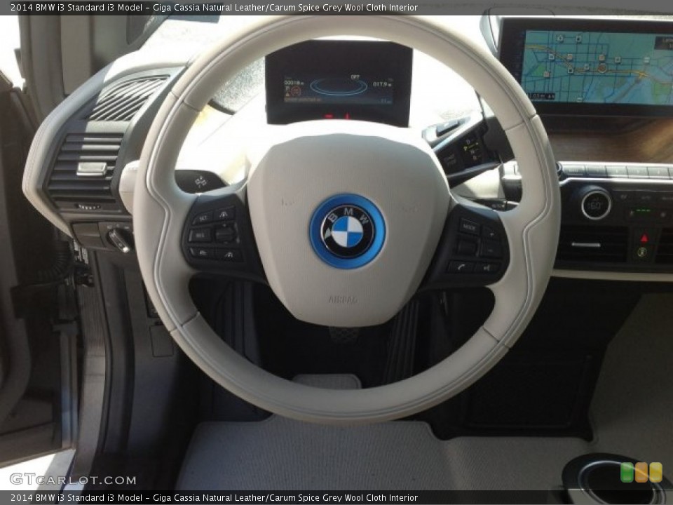 Giga Cassia Natural Leather/Carum Spice Grey Wool Cloth Interior Steering Wheel for the 2014 BMW i3  #93623521