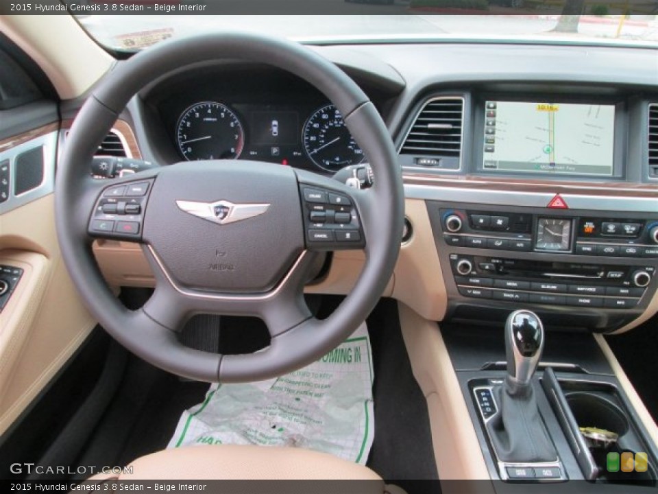 Beige Interior Dashboard for the 2015 Hyundai Genesis 3.8 Sedan #93736659