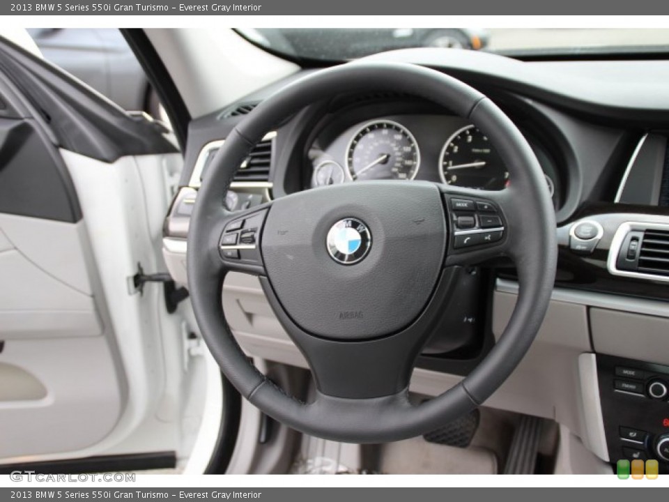 Everest Gray Interior Steering Wheel for the 2013 BMW 5 Series 550i Gran Turismo #93814579