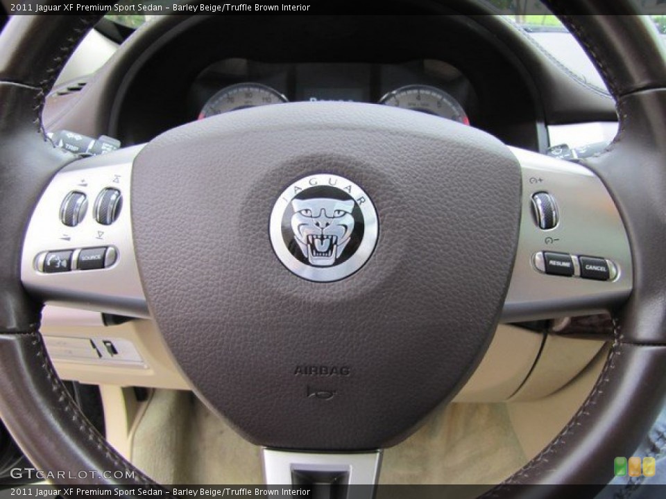 Barley Beige/Truffle Brown Interior Steering Wheel for the 2011 Jaguar XF Premium Sport Sedan #93860117