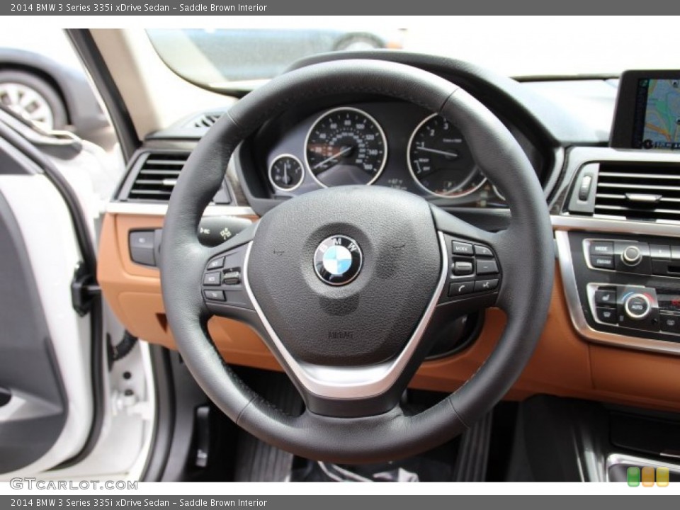 Saddle Brown Interior Steering Wheel for the 2014 BMW 3 Series 335i xDrive Sedan #93938844