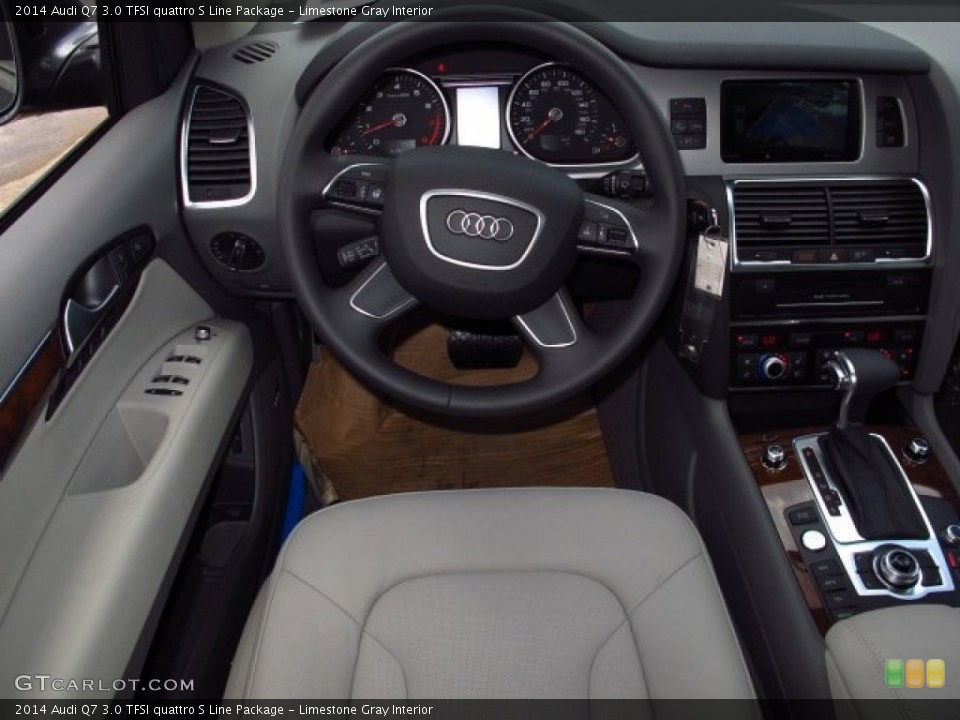 Limestone Gray Interior Dashboard for the 2014 Audi Q7 3.0 TFSI quattro S Line Package #93941301