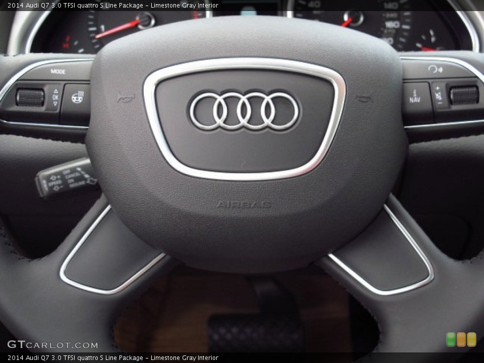 Limestone Gray Interior Steering Wheel for the 2014 Audi Q7 3.0 TFSI quattro S Line Package #93941388