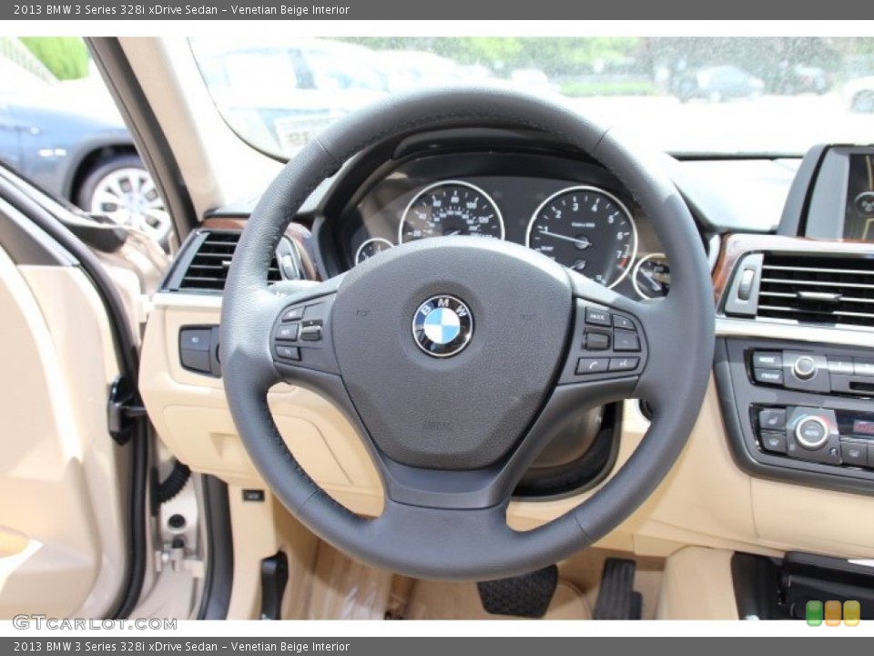 Venetian Beige Interior Steering Wheel for the 2013 BMW 3 Series 328i xDrive Sedan #93941742