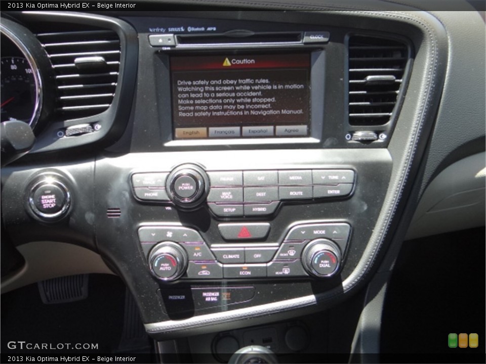 Beige Interior Controls for the 2013 Kia Optima Hybrid EX #94024726