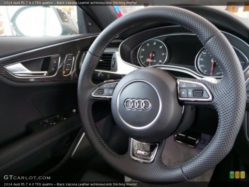Black Valcona Leather w/Honeycomb Stitching Interior Steering Wheel for the 2014 Audi RS 7 4.0 TFSI quattro #94051894