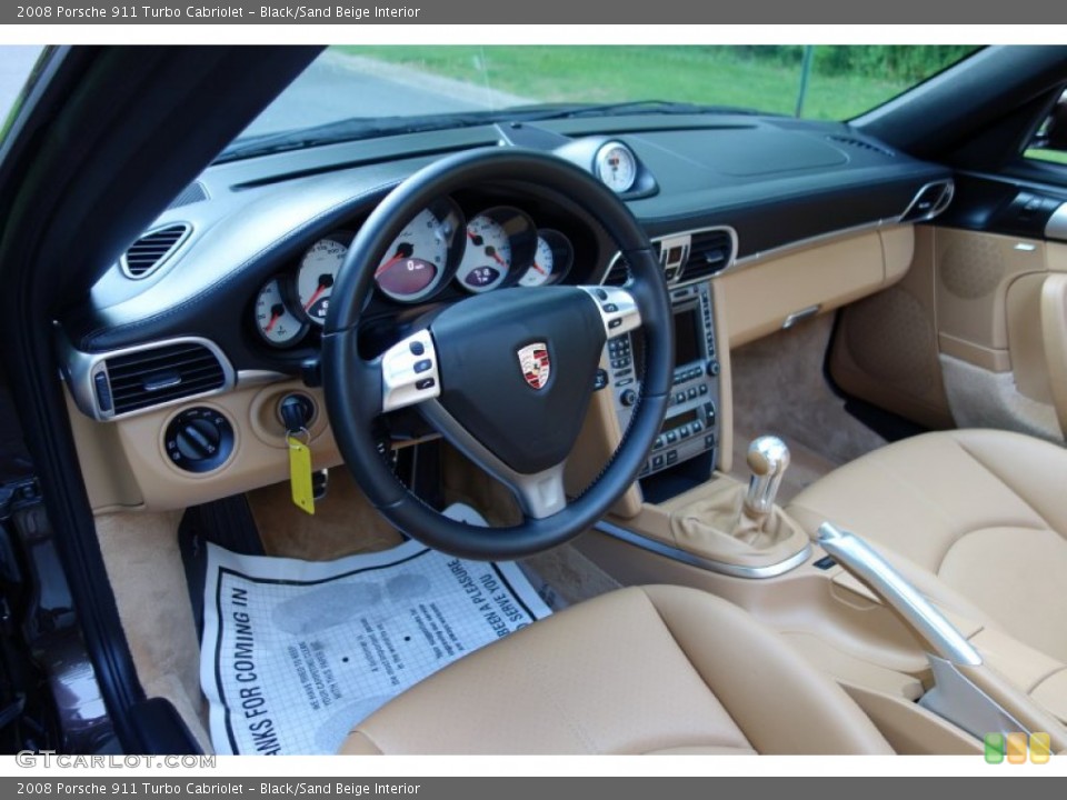 Black/Sand Beige Interior Dashboard for the 2008 Porsche 911 Turbo Cabriolet #94118701