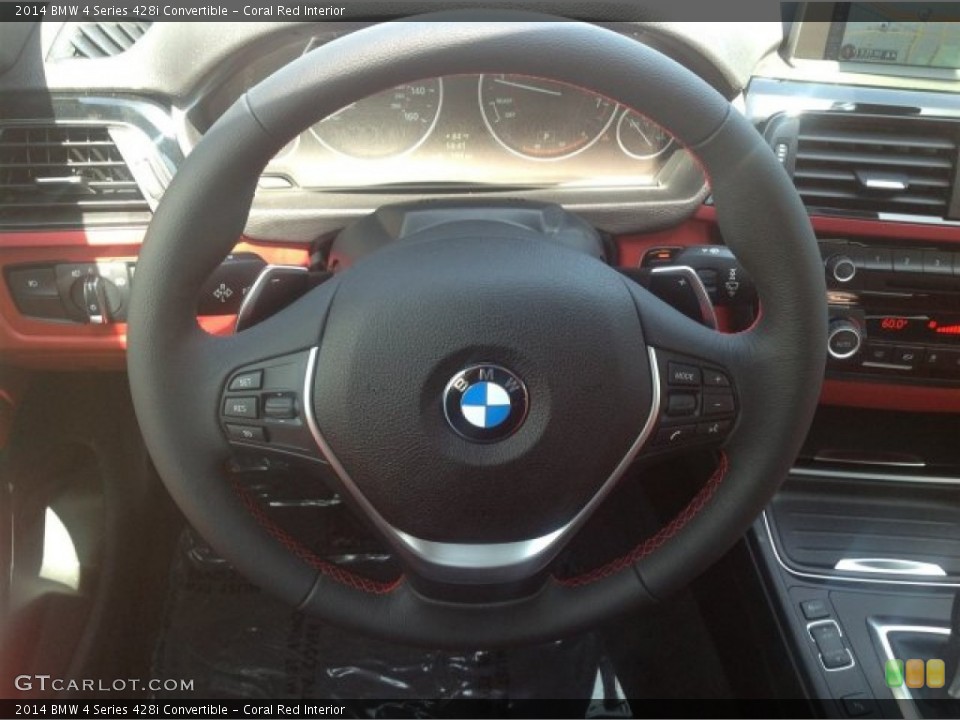Coral Red Interior Steering Wheel for the 2014 BMW 4 Series 428i Convertible #94210210