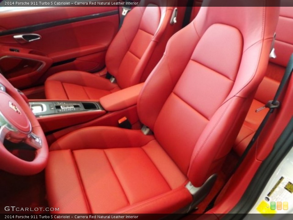 Carrera Red Natural Leather Interior Front Seat for the 2014 Porsche 911 Turbo S Cabriolet #94277633