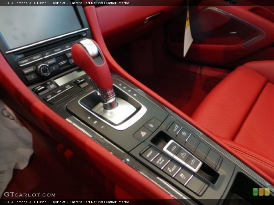 Carrera Red Natural Leather Interior Controls for the 2014 Porsche 911 Turbo S Cabriolet #94277671