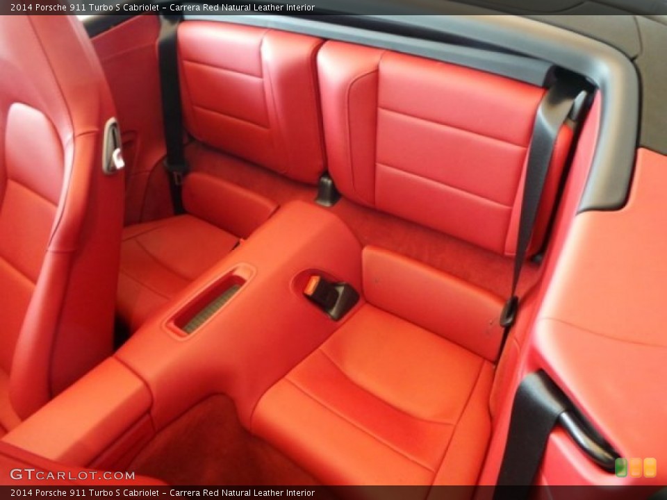Carrera Red Natural Leather Interior Rear Seat for the 2014 Porsche 911 Turbo S Cabriolet #94277792