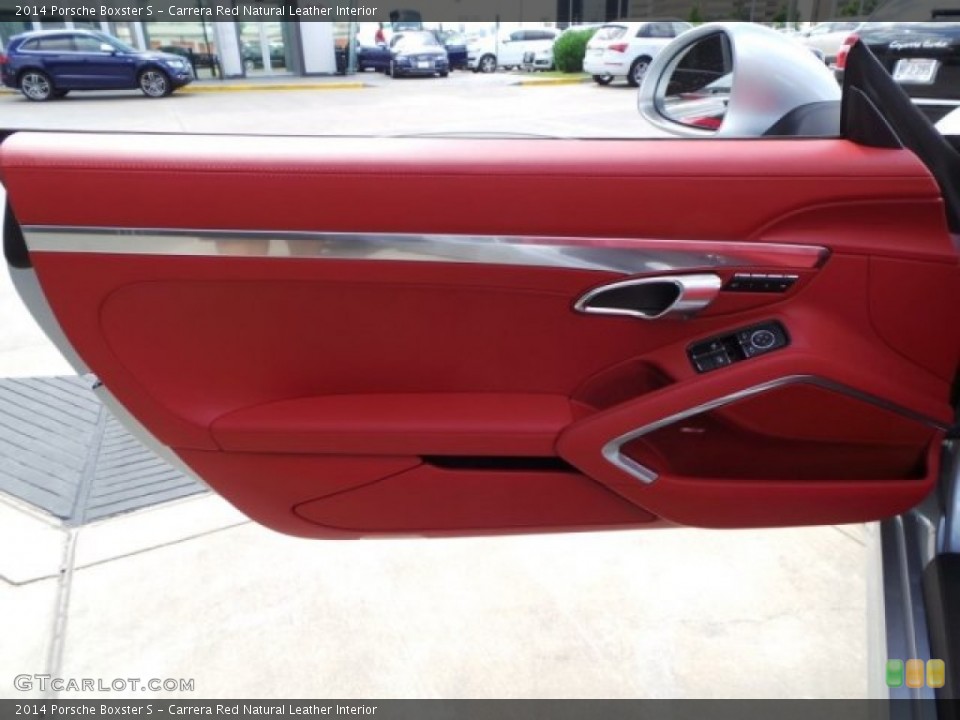 Carrera Red Natural Leather Interior Door Panel for the 2014 Porsche Boxster S #94278407