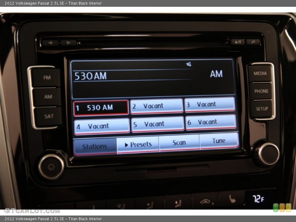Titan Black Interior Controls for the 2012 Volkswagen Passat 2.5L SE #94346790