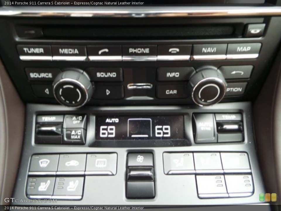 Espresso/Cognac Natural Leather Interior Controls for the 2014 Porsche 911 Carrera S Cabriolet #94348074