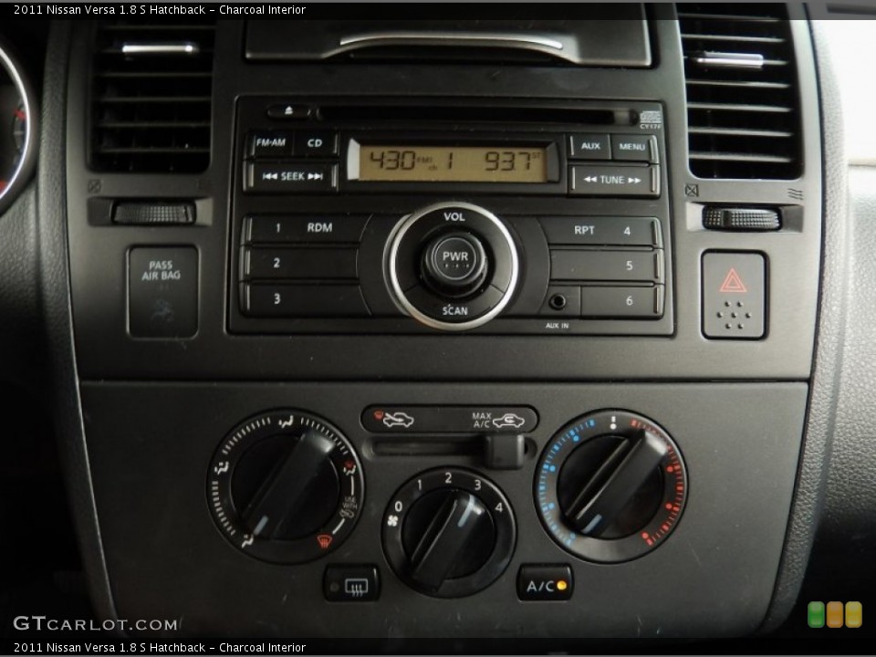 Charcoal Interior Controls for the 2011 Nissan Versa 1.8 S Hatchback #94350708