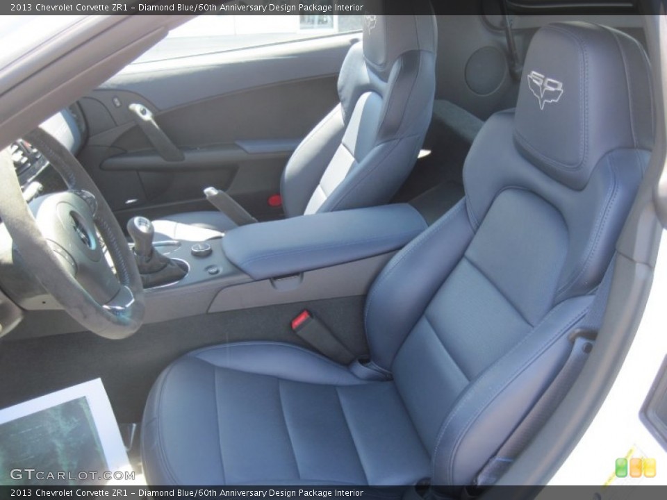 Diamond Blue/60th Anniversary Design Package Interior Front Seat for the 2013 Chevrolet Corvette ZR1 #94362635
