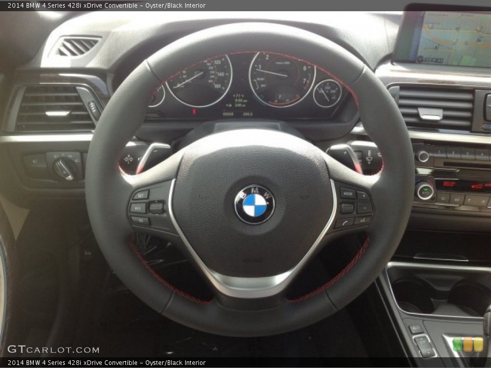 Oyster/Black Interior Steering Wheel for the 2014 BMW 4 Series 428i xDrive Convertible #94377668