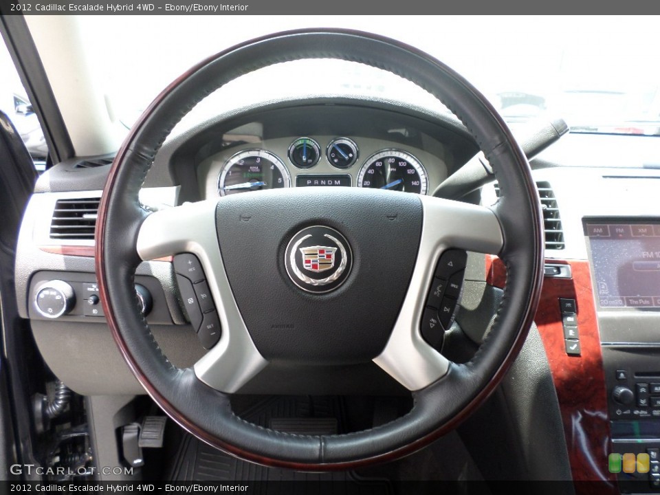Ebony/Ebony Interior Steering Wheel for the 2012 Cadillac Escalade Hybrid 4WD #94381712