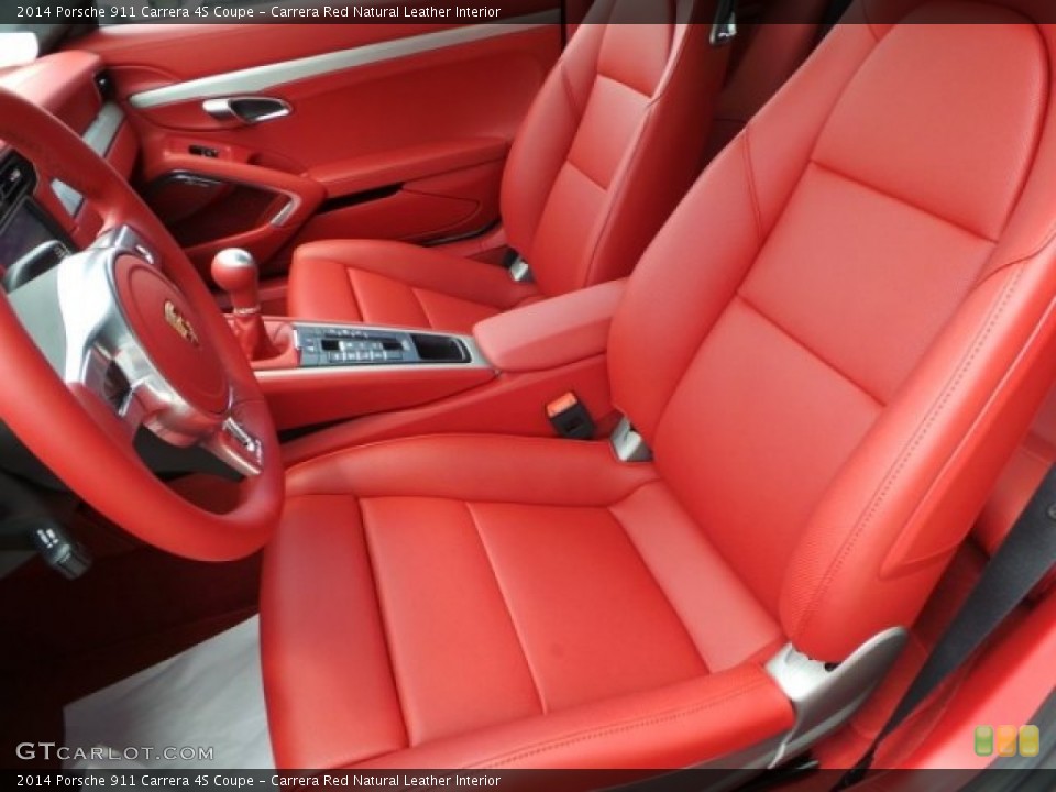 Carrera Red Natural Leather Interior Front Seat for the 2014 Porsche 911 Carrera 4S Coupe #94429069