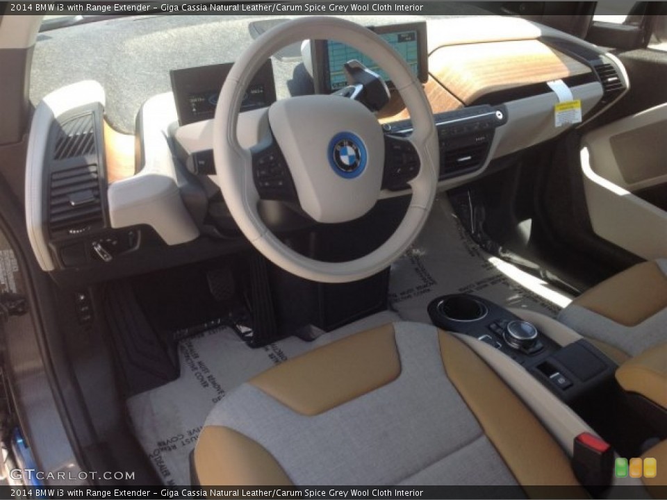 Giga Cassia Natural Leather/Carum Spice Grey Wool Cloth Interior Prime Interior for the 2014 BMW i3 with Range Extender #94440872