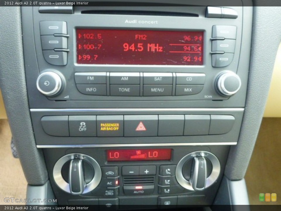 Luxor Beige Interior Controls for the 2012 Audi A3 2.0T quattro #94480387