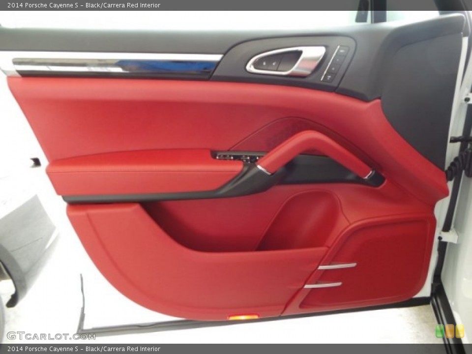 Black/Carrera Red Interior Door Panel for the 2014 Porsche Cayenne S #94522491