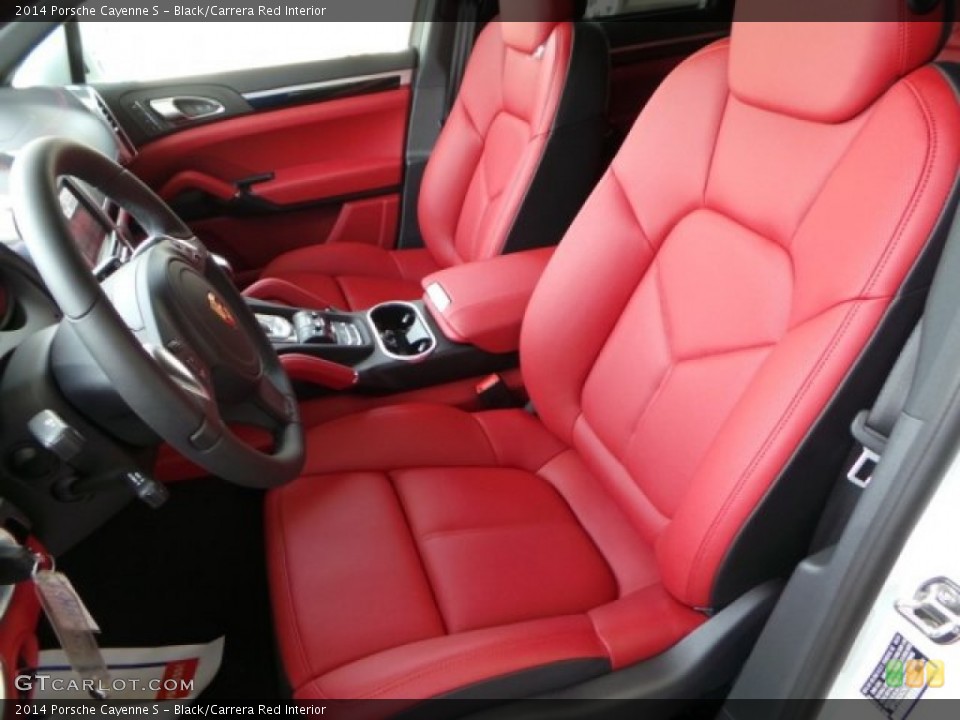 Black/Carrera Red Interior Front Seat for the 2014 Porsche Cayenne S #94522560