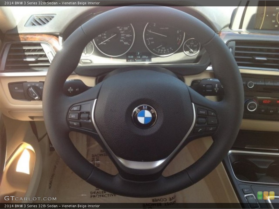 Venetian Beige Interior Steering Wheel for the 2014 BMW 3 Series 328i Sedan #94536336